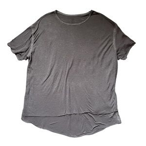 Free People We the Free Heathered Short Sleeve Tee Tiered Double Hem Grey